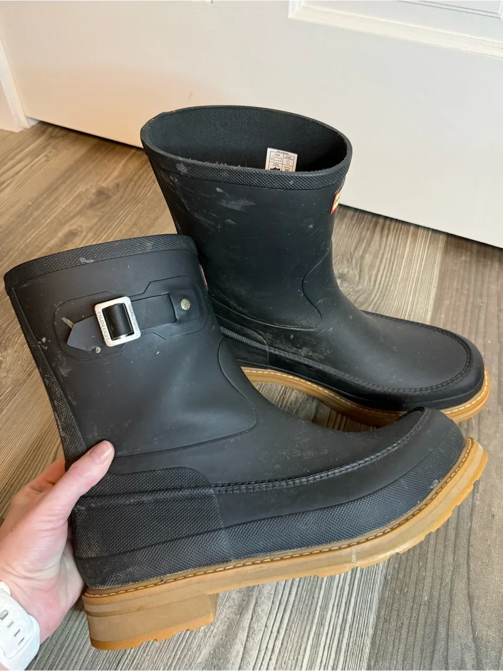 Hunter Black Moc-Toe Short Rain Boots